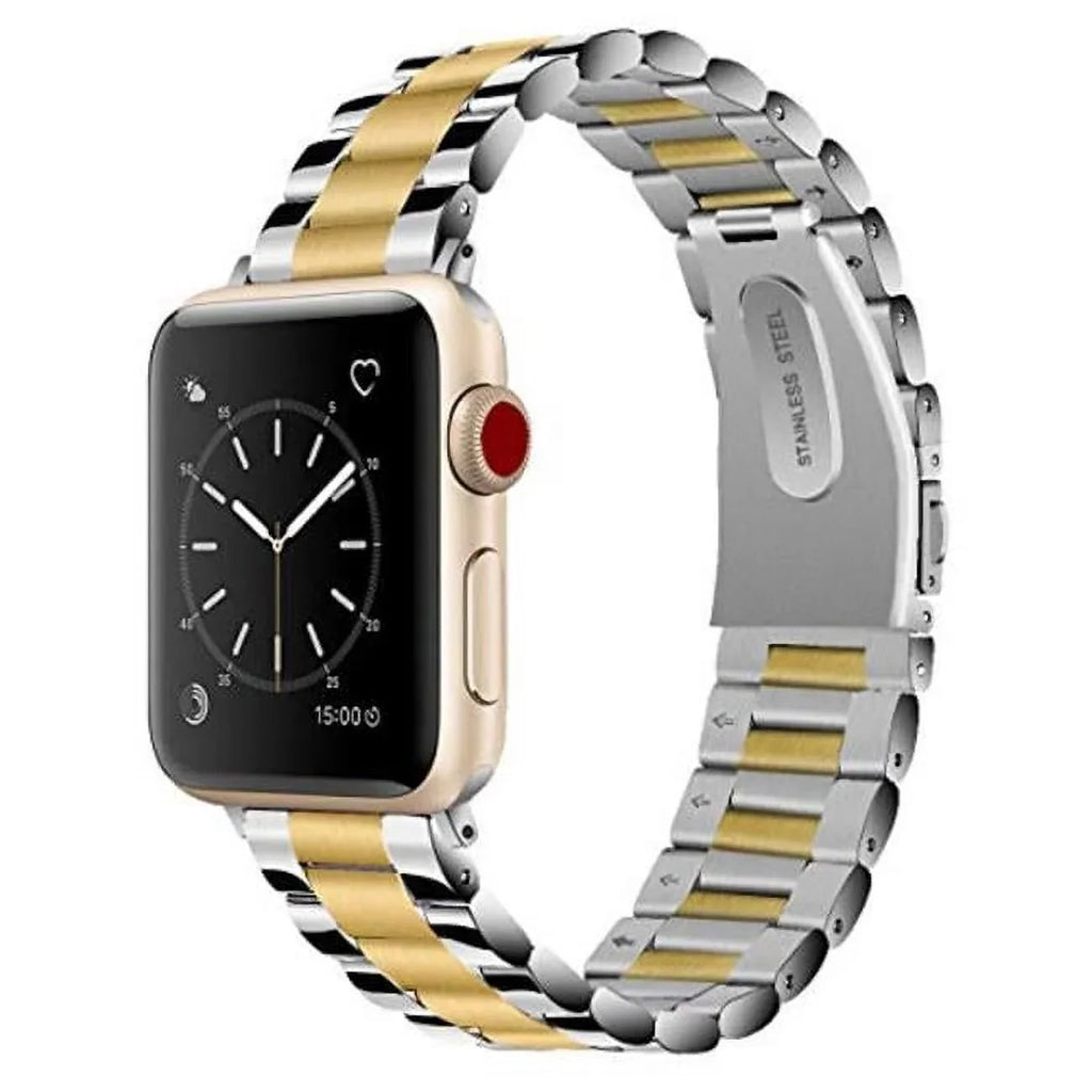 Apple Band 42-44-45-49 for Tone Gold Watch, Odash VL-SS002GLD-45 Stainless Steel Two Silver mm &