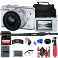 M200 15-45mm Cap Wallet Memory Cleaning Flex Strap Camera with (3700C009) + + + Canon + Lens EOS Card Kit Tripod + Reader Case + + Mirrorless + 64GB Card Hand (White) Keeper Memory