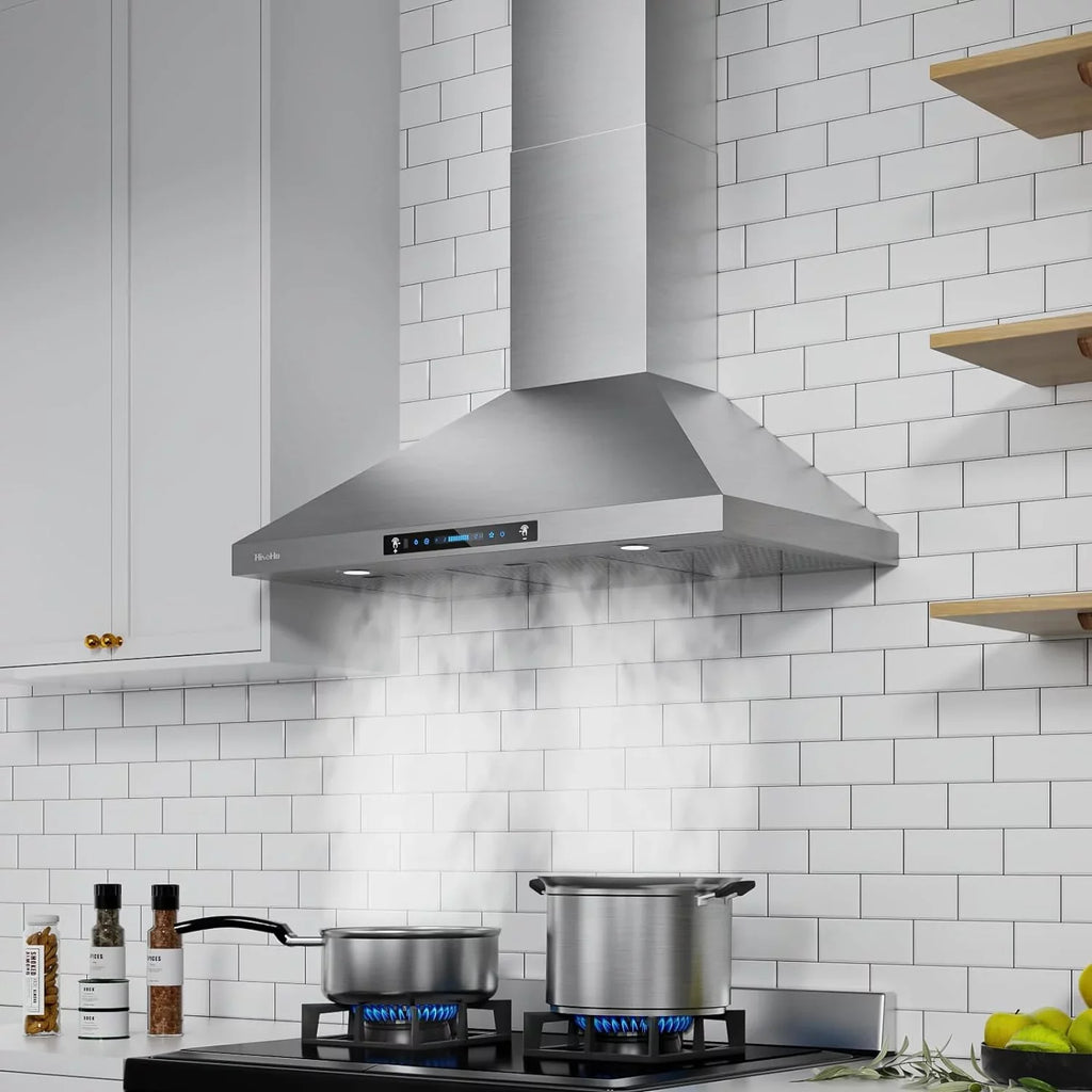 Ductless Panel, 4 Vent CFM Steel Convertible (36 Wall with 36 Range Speed Sensing&Touch (Kit Hoods Gesture Kitchen HisoHu Mount, Included), Inch) Inch Control Ducted Stainless 780