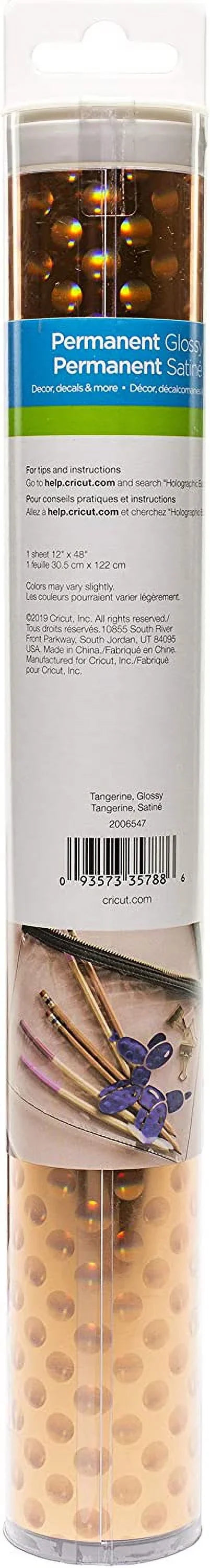 Vinyl, Tangerine Cricut Premium Bubbles Permanent-Holographic