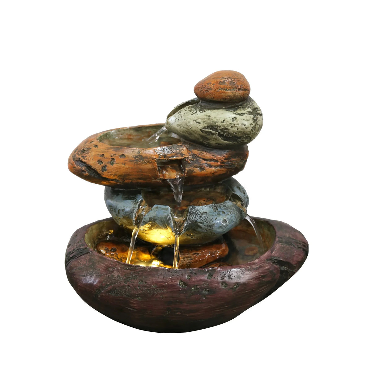 Lights Stone Warm With Fountain Multicolour Tabletop LED White