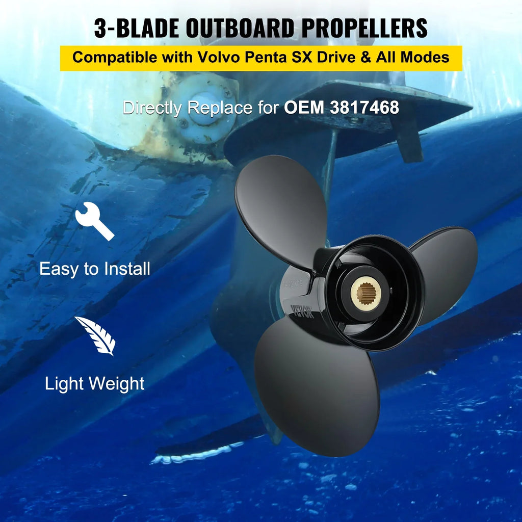 14.5" Outboard Engine, Boat Spline VEVOR 3-Blade 19 Aluminium 3817468, Penta Teeth SX with Propeller Outboard Right-handed x Compatible & OEM Sterndrives Propeller, Propeller, for 19" Volvo Replace