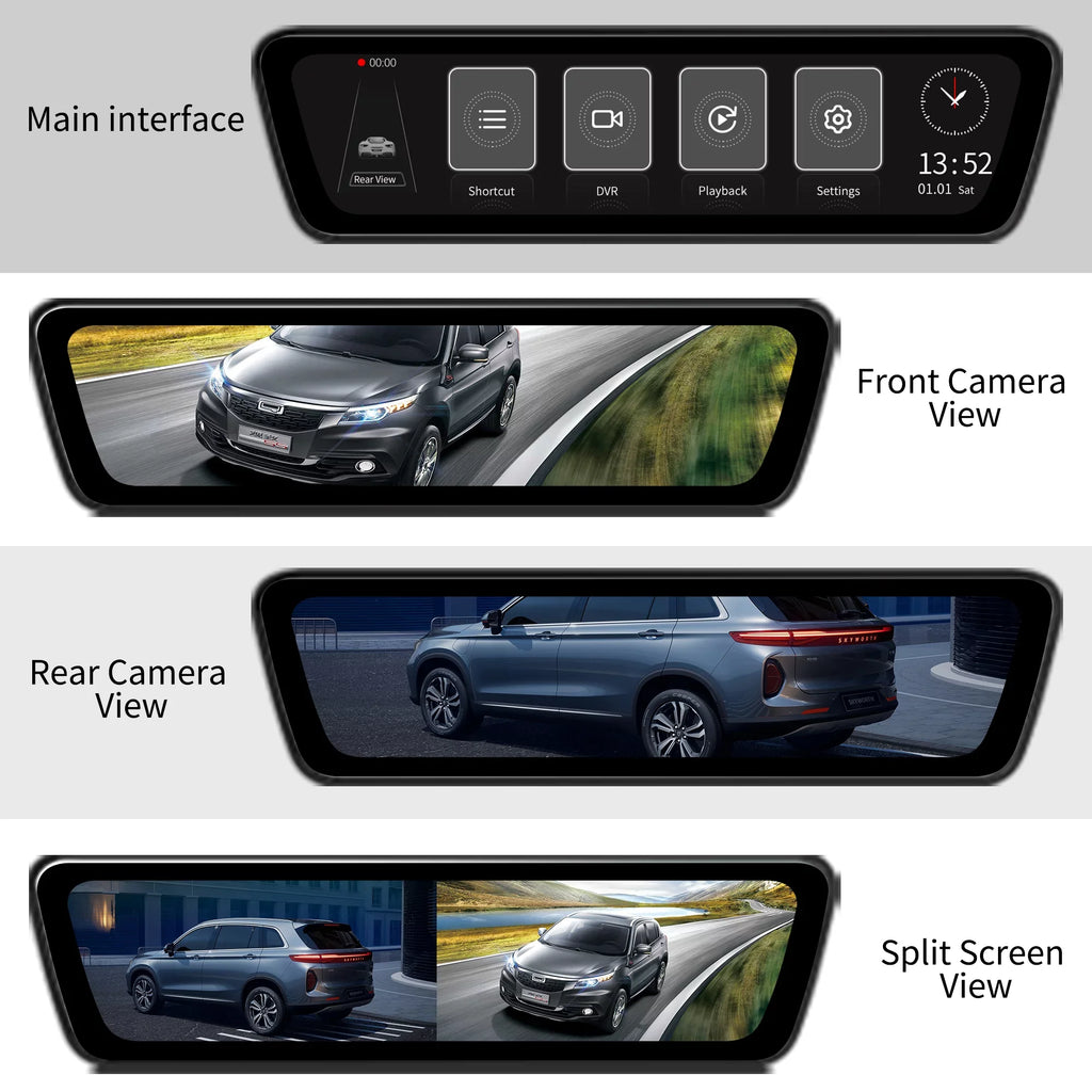 Full Cameras View Streaming Car Dual Camera Smart 1080P Mirror Touchscreen Rear Rear 9.35 HD Front View inch Back Camera Truck Dash