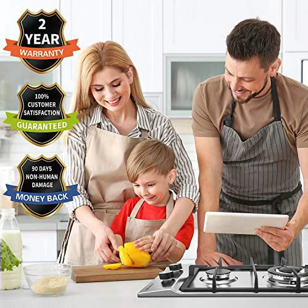 2 Gas Dual Clean Easy RVs, Burners,12 LPG/NG for Fuel Apartments, Built-in Inches Hob to Cooktop Stove Gas Portable Steel Gas Outdoor Stainless
