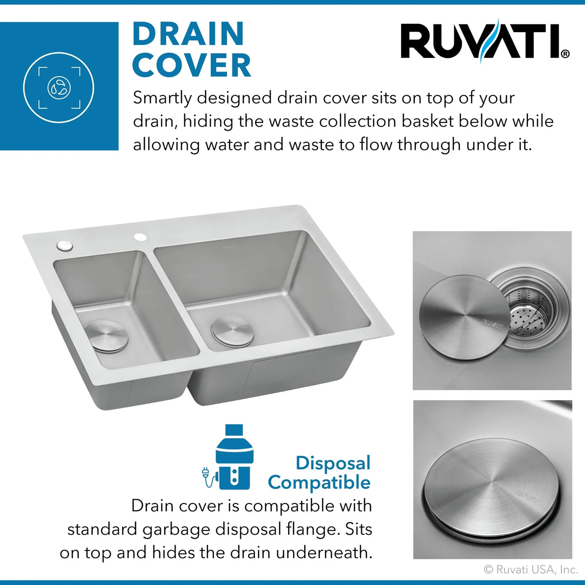 Drop-in Gauge Ruvati 16 Kitchen inch 22 Sink 33 x Topmount RVM5176