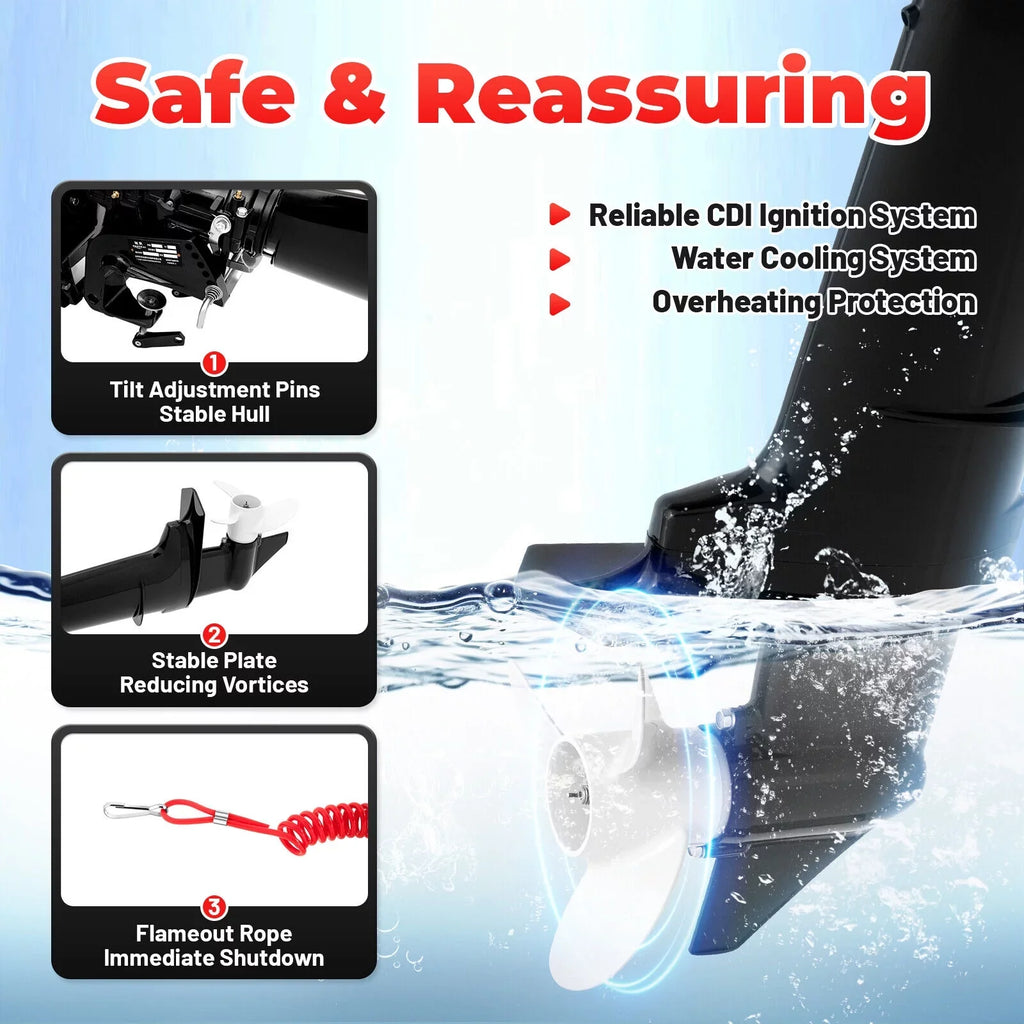 System 2-Stroke Motor Outboard CNCEST 6 Motor Boat Cooling Water Engine Hp Fishing Inflatable