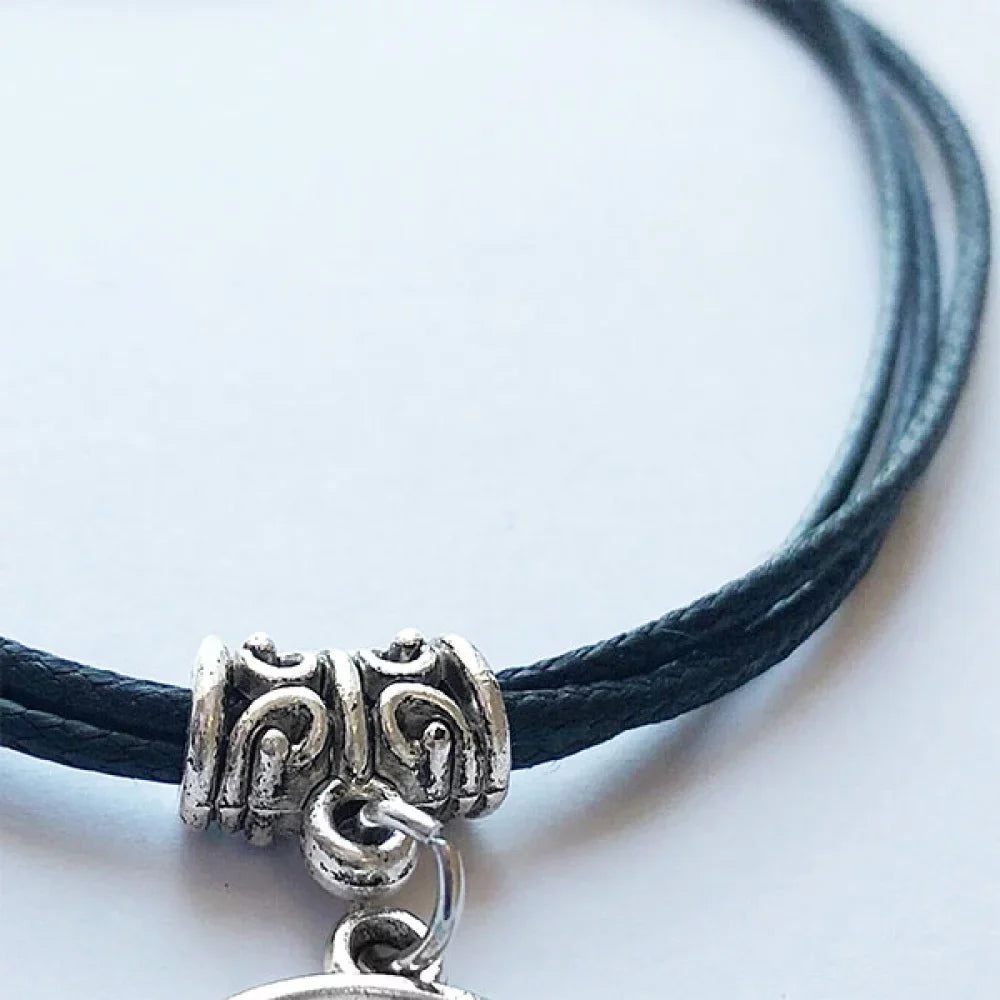Amusement Facilities Park Black Outline Bracelet Rope Wristband Jewelry Leather