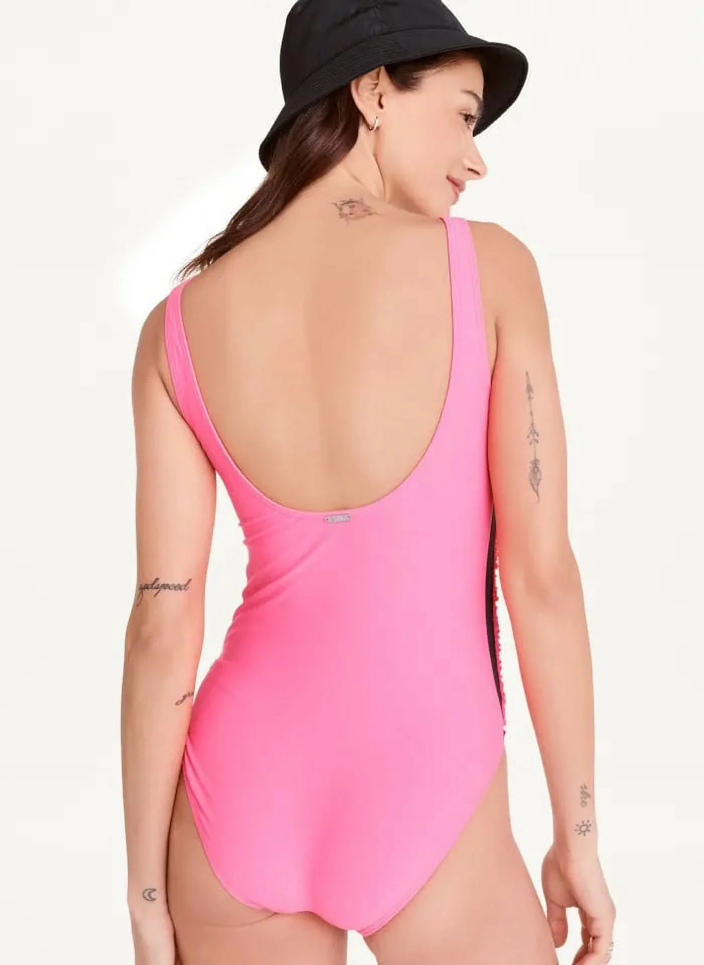 Ruched Swimsuit, NEON US DKNY Mesh-Contrast One-Piece PINK 10