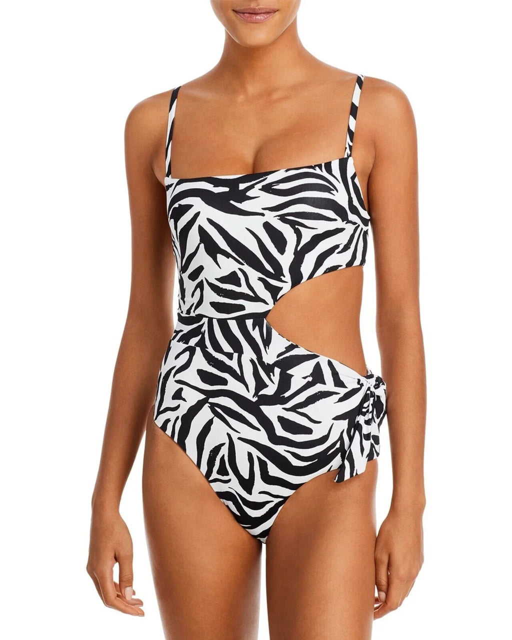 Swim Zebra One B4HP Swimsuit Sashed AQUA Piece Women's Black XL Cutout