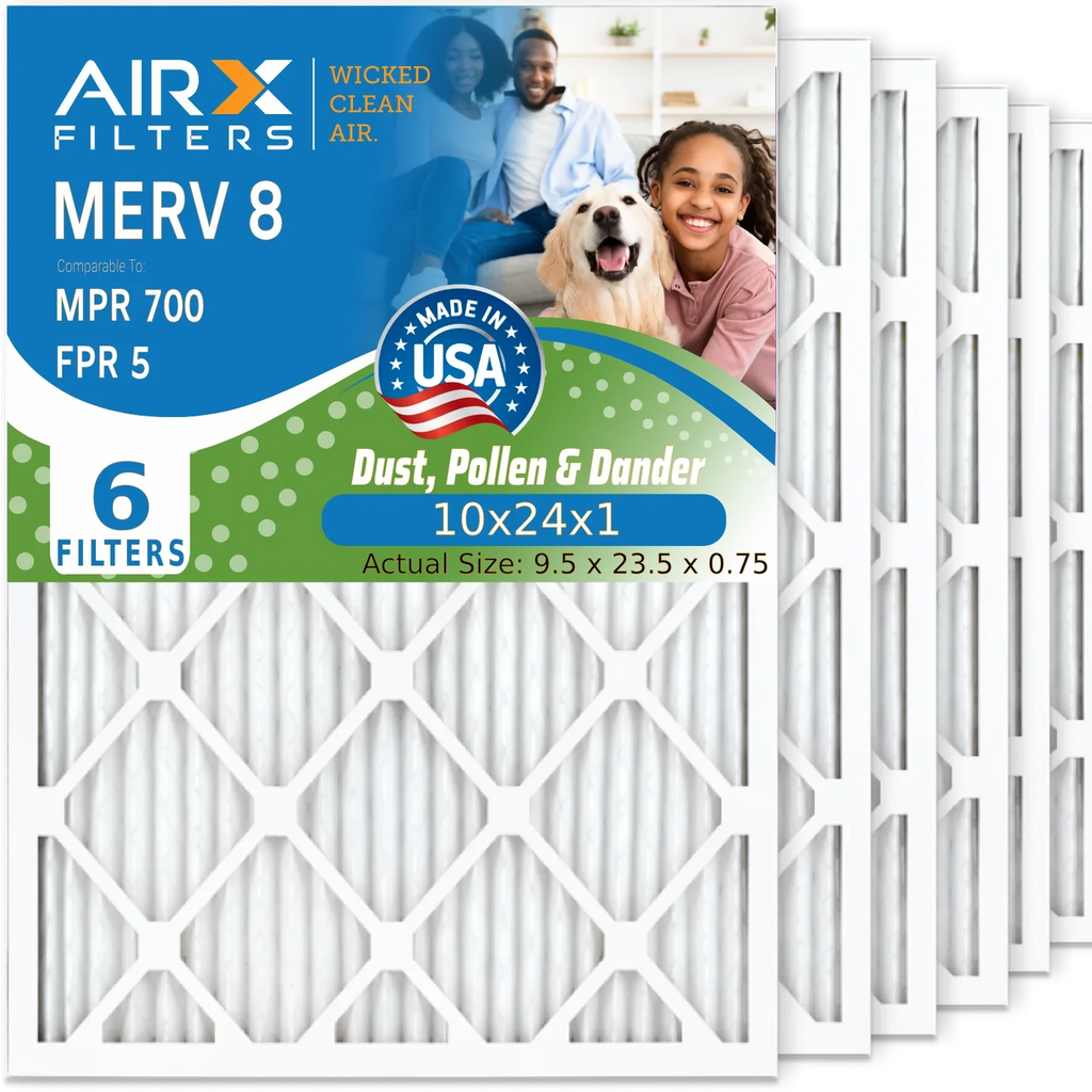 Furnace Filters Made AIRX WICKED MERV 10x24x1 Electrostatic by USA 5 Comparable AC Filter 700 HVAC to Pack 6 Filter MPR CLEAN Premium & FILTERS Pleated Conditioner AIR. 8 10x24x1 Air FPR Air