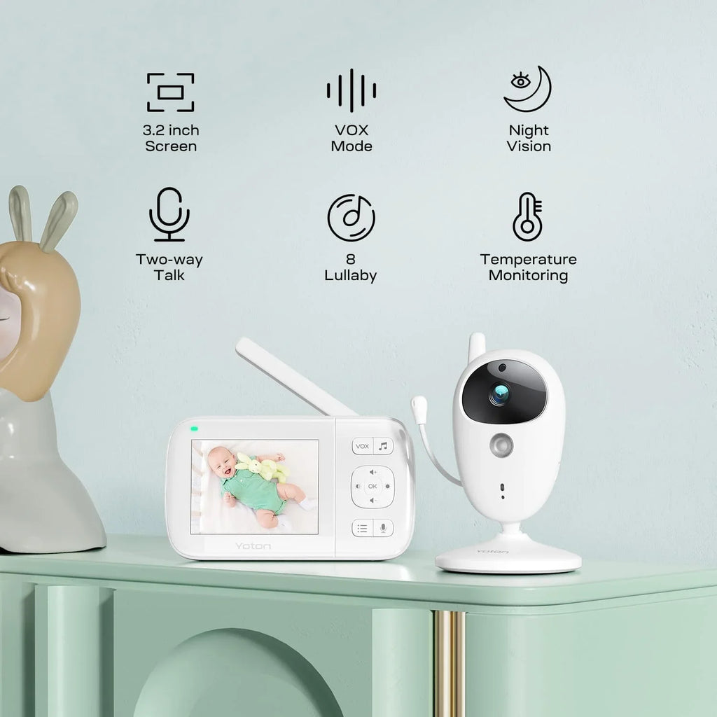 Night Wireless LCD Transmission, Vision, Home with Sensor, Digital Baby Screen Way Yoton Talk Mode, 8 Camera, Security, 2.4GHz VOX Two Temperature Monitor Lullabies, 3.5-inch