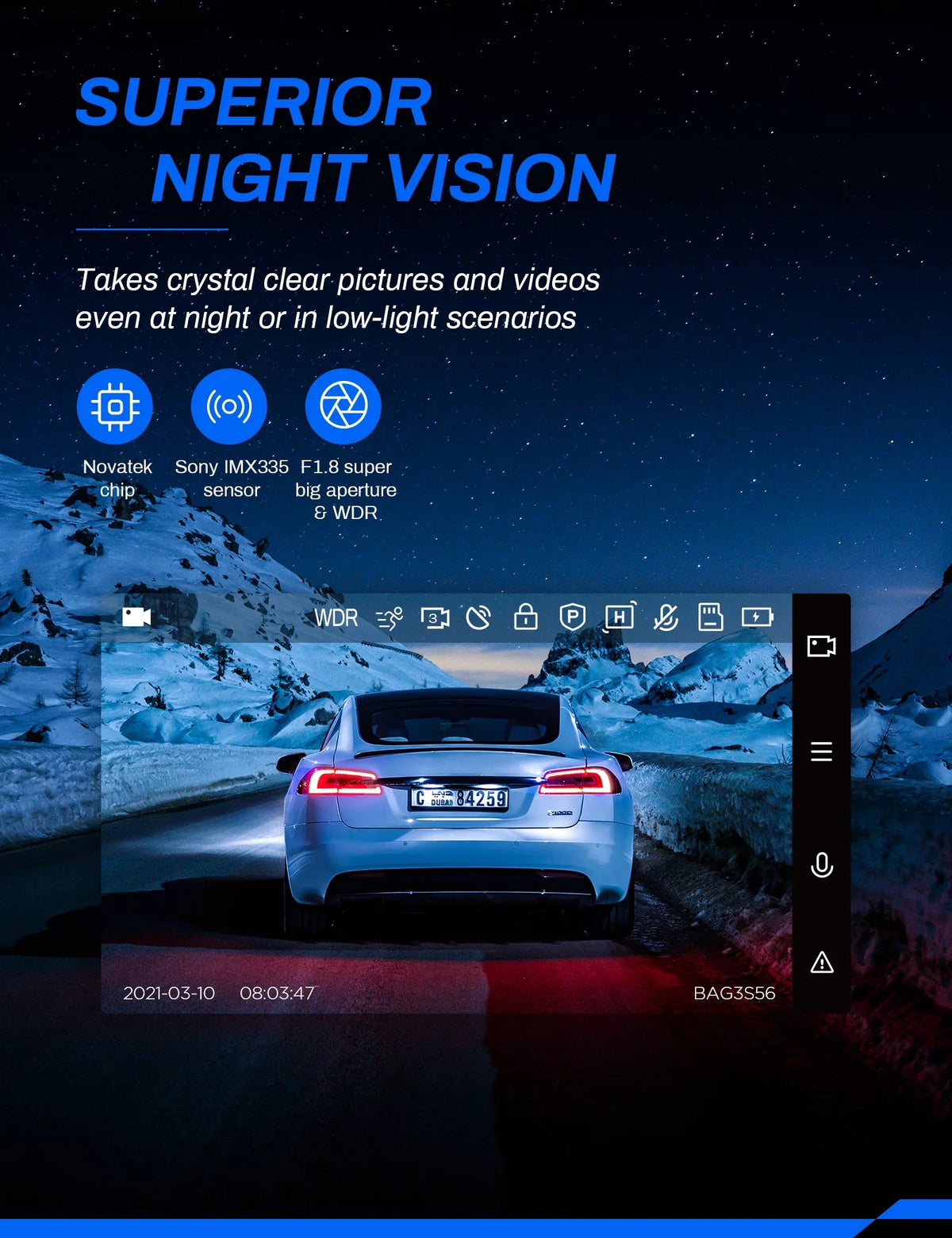Screen Recorder 3 Camera Dashboard Camera Front Cars 2.5K Dash Backup Cam Rear, for Crosstour Dash Magnetic inch 170° IPS GPS, and