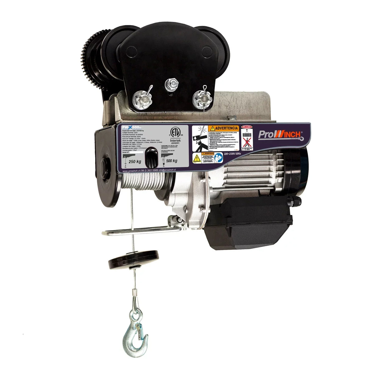 220~240V 50/60HZ w/ Stop 1100 lbs. Wireless Electric / 550 w/trolley Prowinch Rope Emergency Hoist lbs.