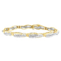 (H-I,SI1-SI2) 3 14K Bracelet Diamond Gold Winding Round and CTTW Cut Love Baguette Yellow