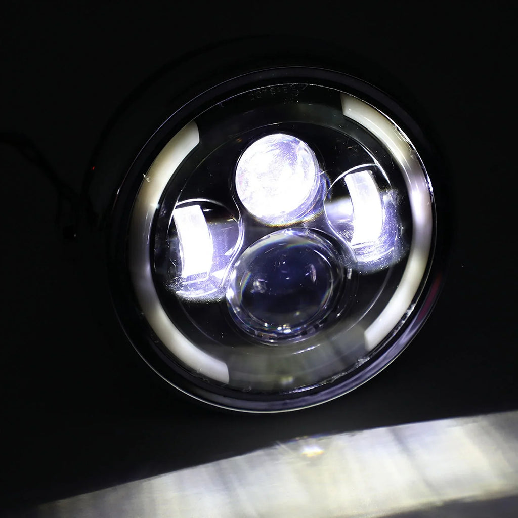Driving for Hi/Lo Fog Motorcycle 7 Cafe Inch Racer Dyna Headlight LED Bobber DRL