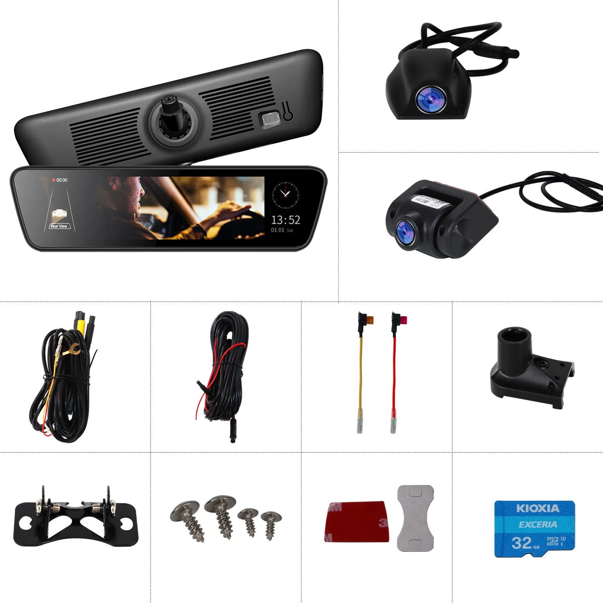 Full Cameras View Streaming Car Dual Camera Smart 1080P Mirror Touchscreen Rear Rear 9.35 HD Front View inch Back Camera Truck Dash