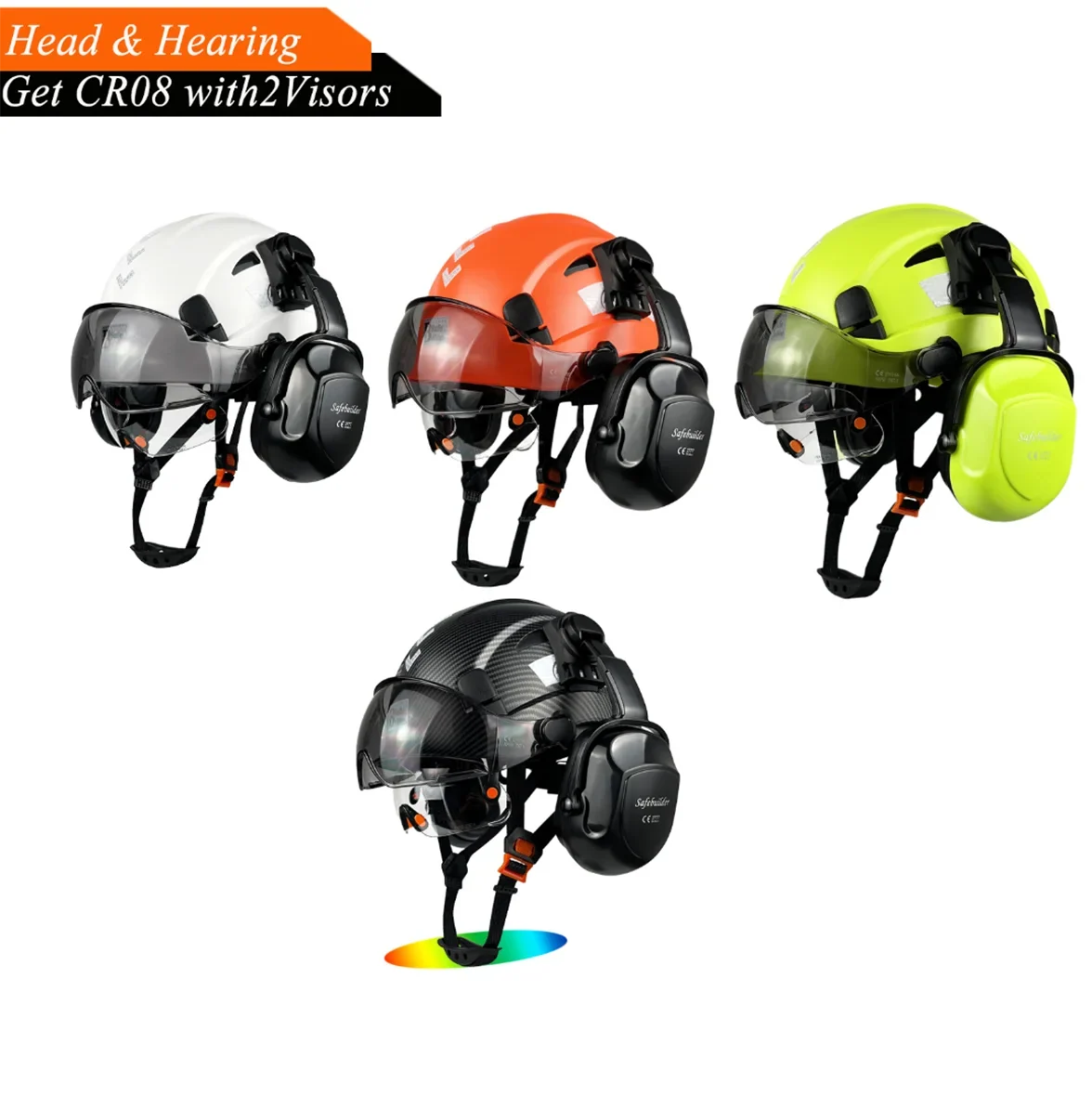 with Safety Vented Work Z89.1(Black) Approved Visor Head Hardhats Ear OSHA with Certified Industrial Hard Helmet Hat Visor Protection ANSI/ISEA Muffs Construction
