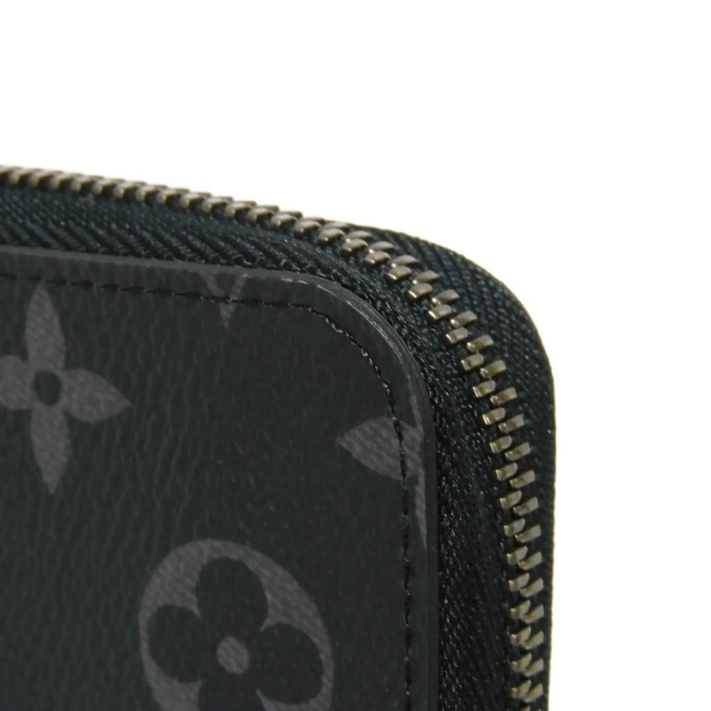 Monogram Billfold Round Men's LV Zipper Logo (Good) VUITTON Eclipse LOUIS Pre-Owned Noir Long Zippy Vertical Wallet M62295
