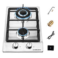 2 Gas Dual Clean Easy RVs, Burners,12 LPG/NG for Fuel Apartments, Built-in Inches Hob to Cooktop Stove Gas Portable Steel Gas Outdoor Stainless