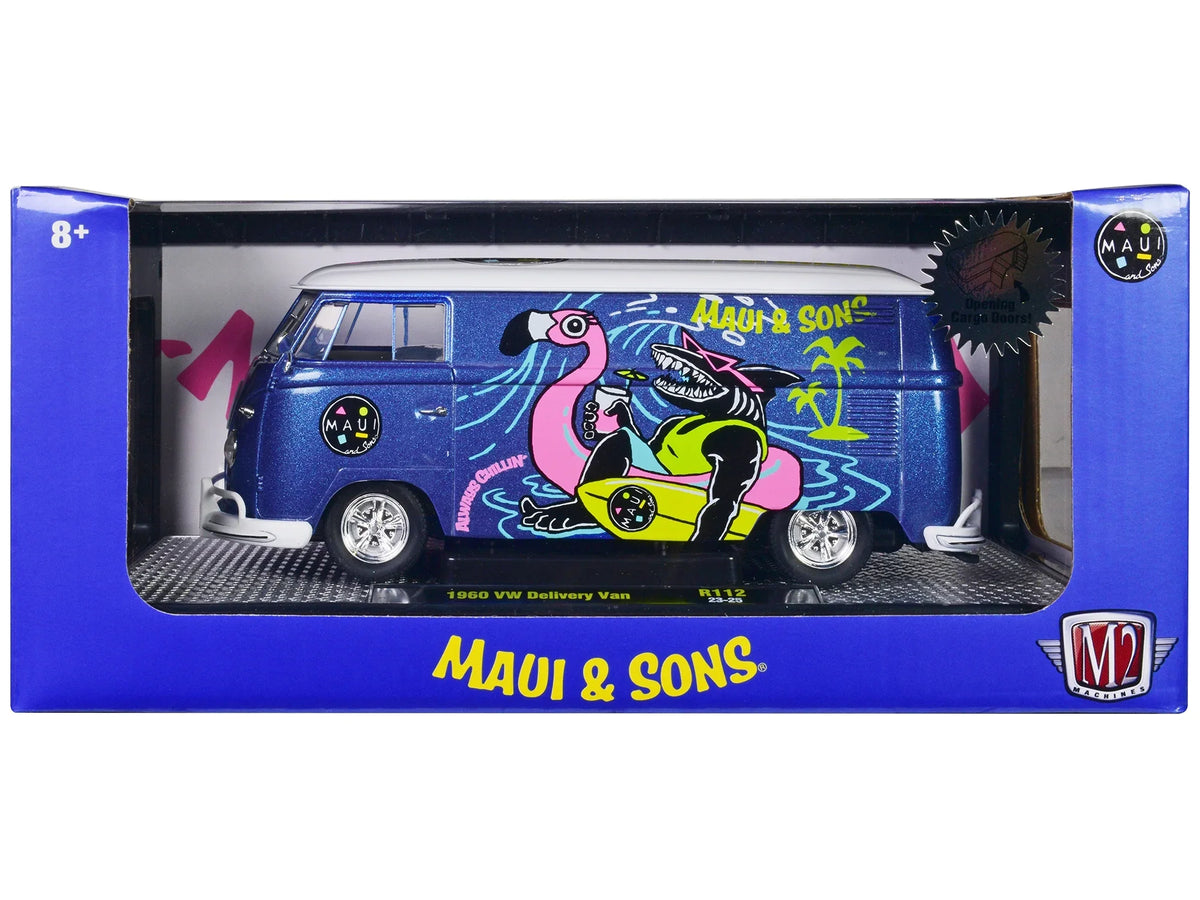 Car Volkswagen M2 Model Diecast and w/White Machines 6550 Sons" Top Ltd by pcs 1960 to Ed Blue Metallic Van 1/24 Delivery "Maui