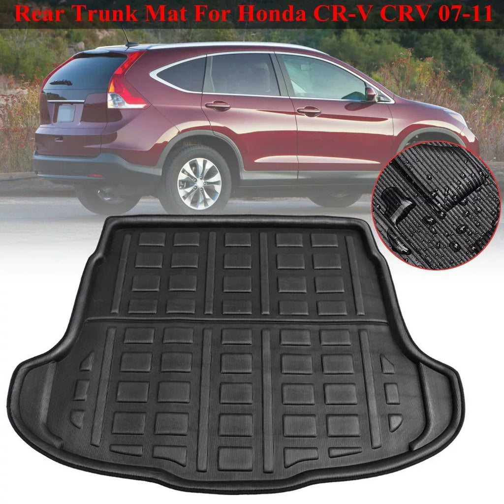 Black 1pcs Floor Waterproof Cargo Trunk CRV Weather, Boot Rear Honda Mat 2007-2011 Liner for CR-V All Tray