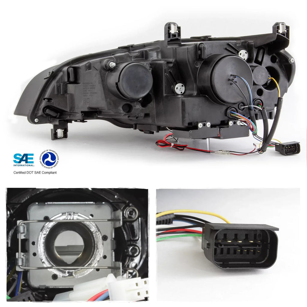 Pair AFS AKKON For DRL Left+Passenger Right Projector 2007-2010 Model] LED E70 Headlights Driver X5 BMW Halo [w/ Black - HID