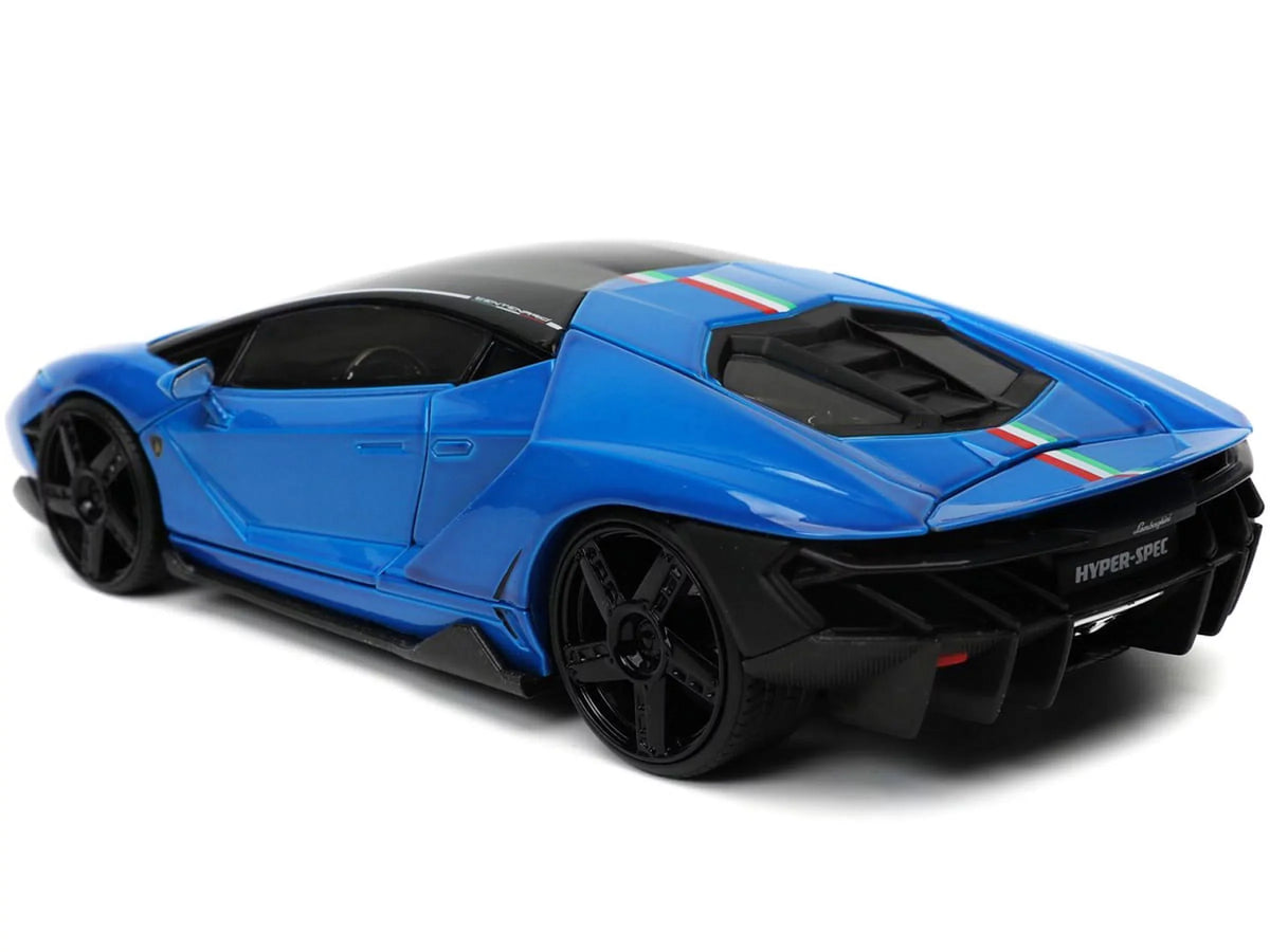 Centenario "Hyper-Spec" 1/24 Top with Stripes Jada Model Black by Series Car with Lamborghini Blue Diecast