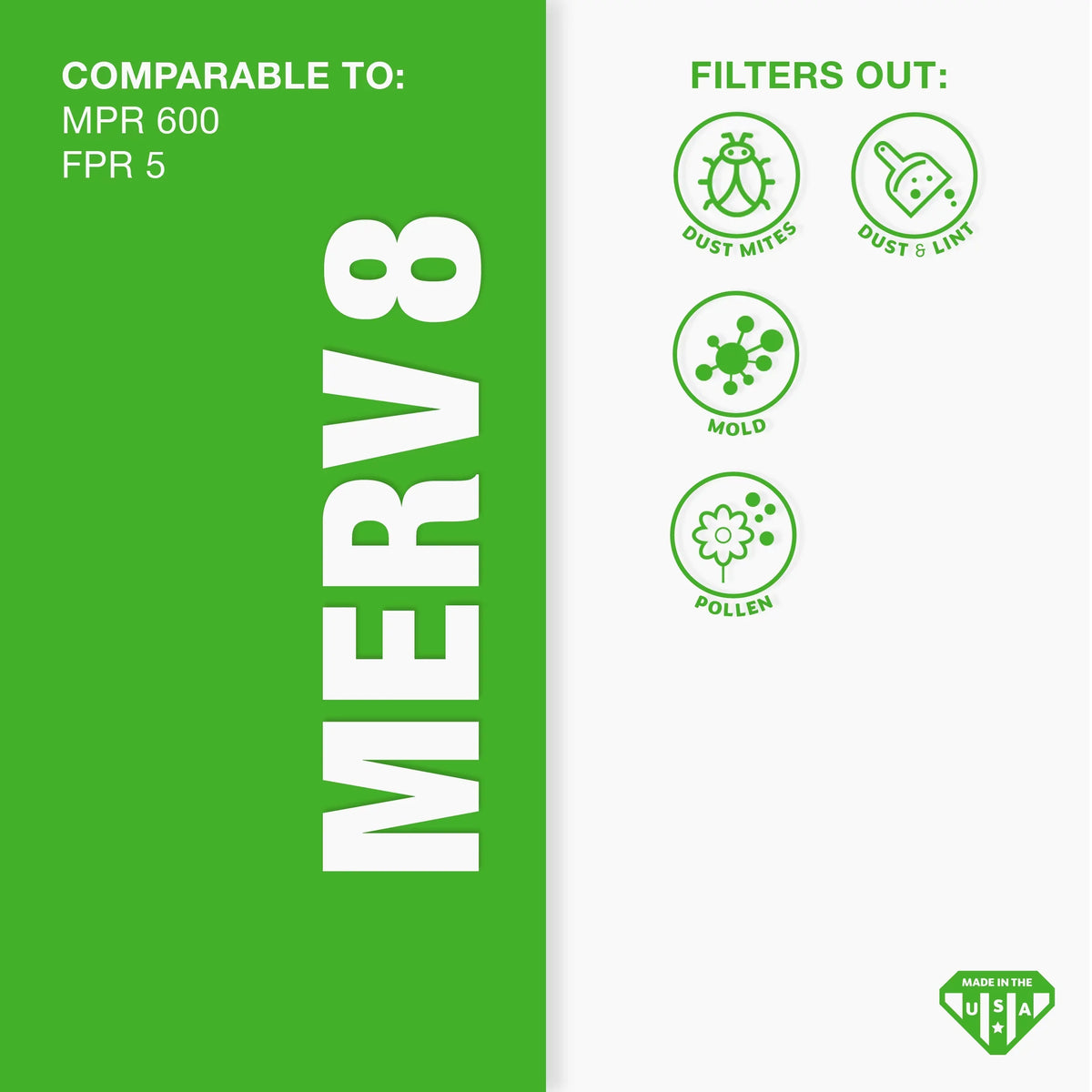 MERV 4 Box Aerostar Filter, Air 20x25x1, of 8, 20x25x1