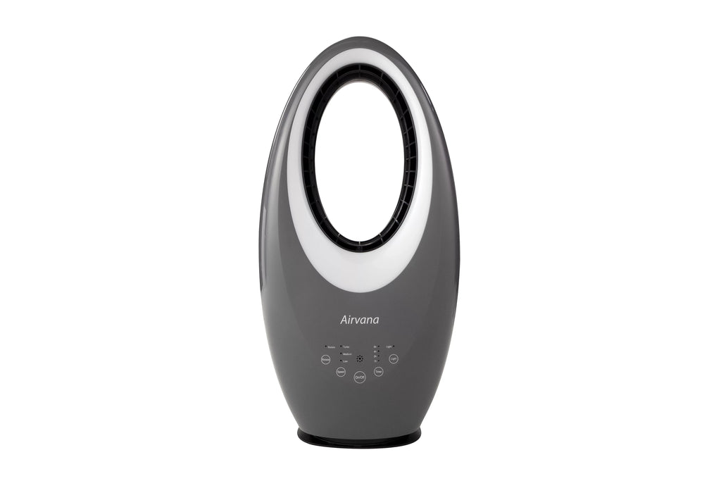 Fan with AV1700FAN- Filter Airvana Remote and Gray Vortex Bladeless