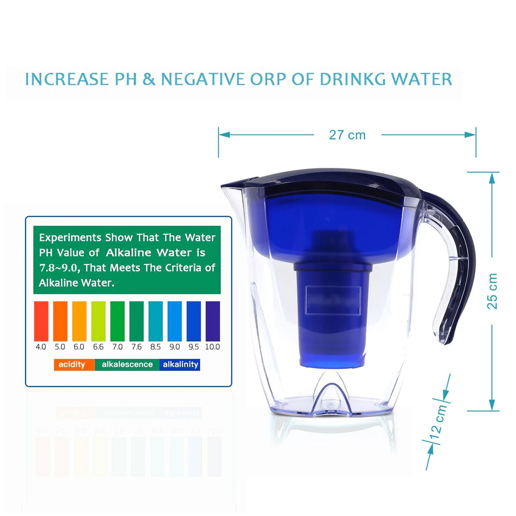 Water & - Pure Healthy In - 8.5 Alkaline Pitcher Toxin-Free - Water Mineralized Activated Alkaline Ionizer Clean Water With ALKA PH Healthy, Carbon Premium Filter 9.5 3.5L Minutes