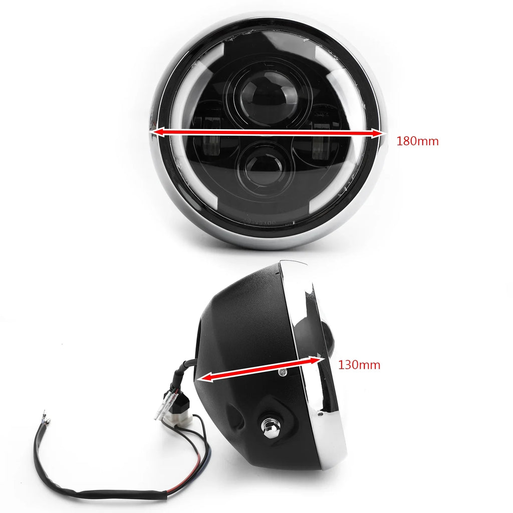 Driving for Hi/Lo Fog Motorcycle 7 Cafe Inch Racer Dyna Headlight LED Bobber DRL