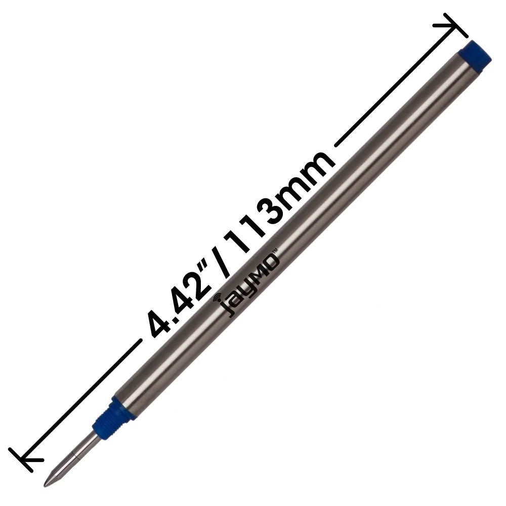 '- Rollerball / Long Measures Pen 6 - Refill mm 113 Montblanc in Black 4.44 + for Blue 6 Jaymo - Replacement 105158/105159