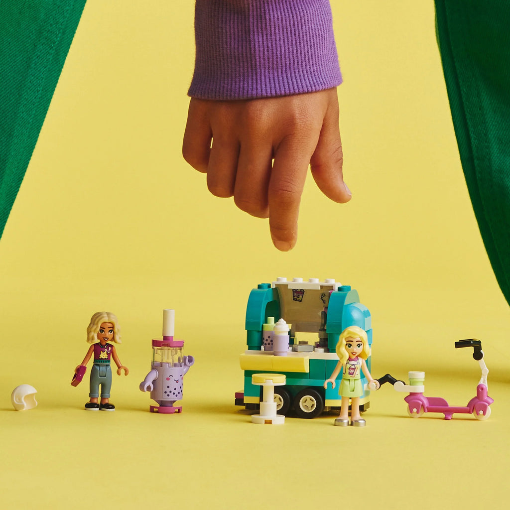 41733, Plus with LEGO Friends Shop Boys for Pretend Vehicle Fun Tea Ages Mini-Dolls Set Mobile Bubble Toy Play Girls 6 and and Scooter