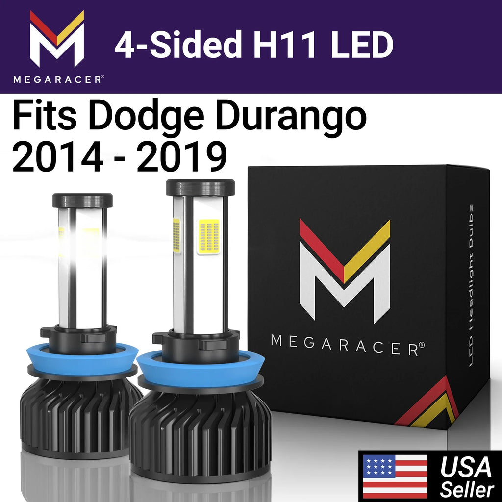2018 White 17 LED 2014 4 16 2019 Light 2017 Replacement Dodge 18 12V Automotive 14 13 Headlight Mega 10000LM Diamond Bulbs 2016 H8 Durango H11 Racer 60W Durango 19 Dodge 2015 15 6000K Sided Fog H9