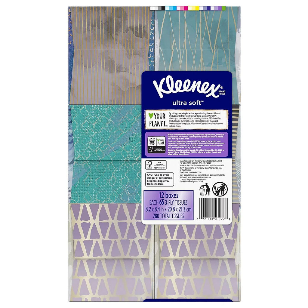 Ultra 65 Cube Pack, Kleenex tissues) Boxes (12 Soft Facial - Tissues