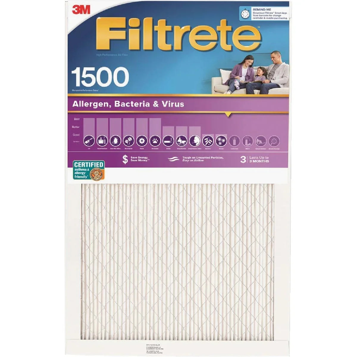 Furnace x Filtrete 25 1 Living Healthy Allergen PK, In. MPR 16 In. x 1550 In. 1 Filter Ultra
