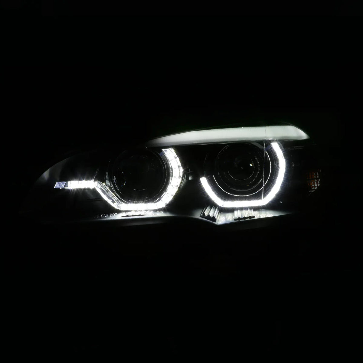 Pair AFS AKKON For DRL Left+Passenger Right Projector 2007-2010 Model] LED E70 Headlights Driver X5 BMW Halo [w/ Black - HID