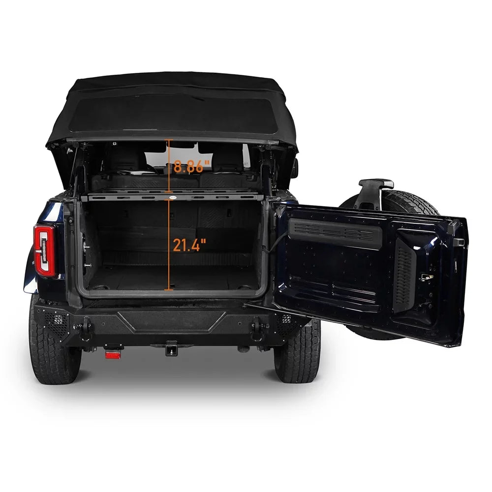 Rack 2021-2023 Cargo Road Rear Basket Black Box Luggage 4-Door Ford Bronco Hooke Fit