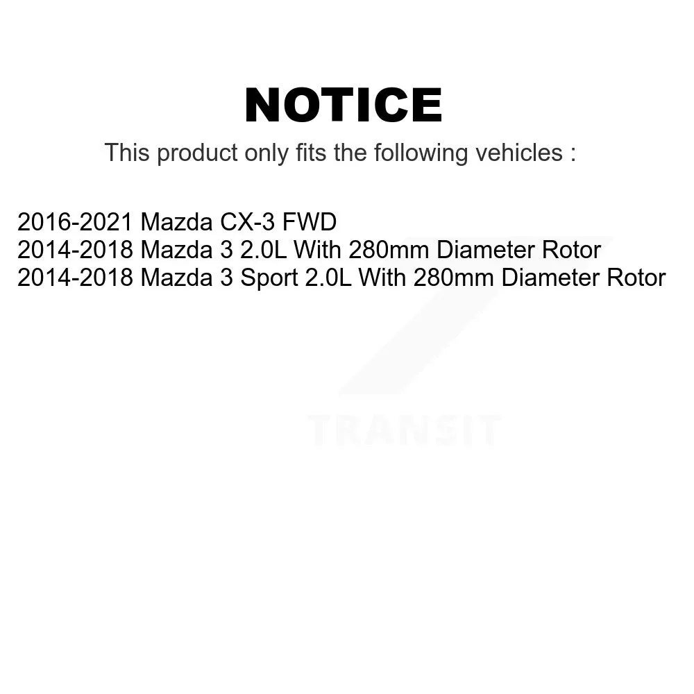 CX-3 Sport 3 Disc K8-100545 Brake Front Pair For Rotors Mazda