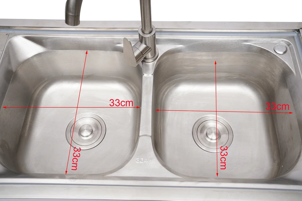 Steel Catering Utility Sink Table+360° Basin Sink 2 Drainboard Kitchen Loyalheartdy Stainless Commercial Compartment Prep Faucet+2