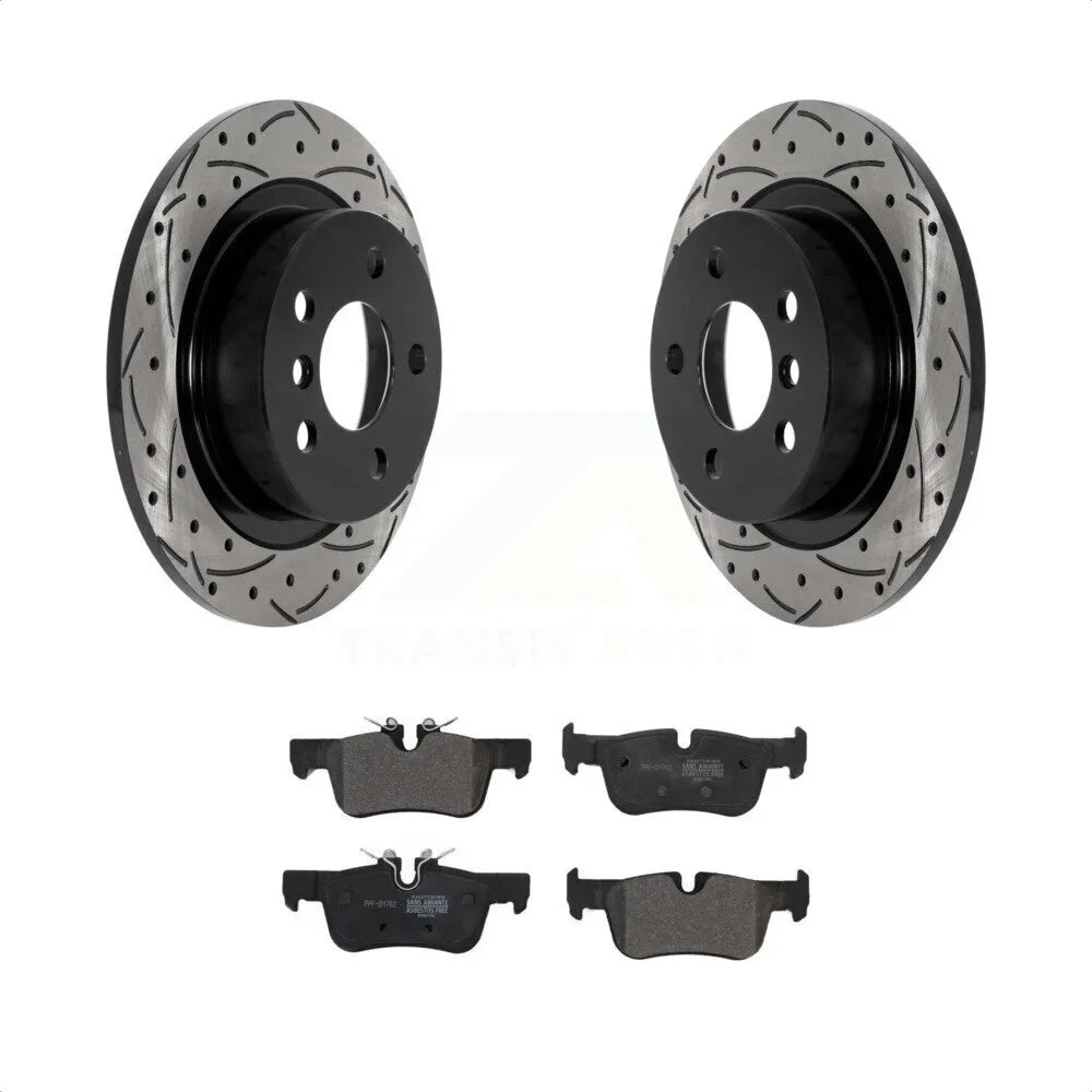 Transit Kit Drilled Countryman - Cooper Clubman And Pads Slotted For Disc Brake KDF-101034 i3 Semi-Metallic Rotors BMW Mini Auto Coated Rear