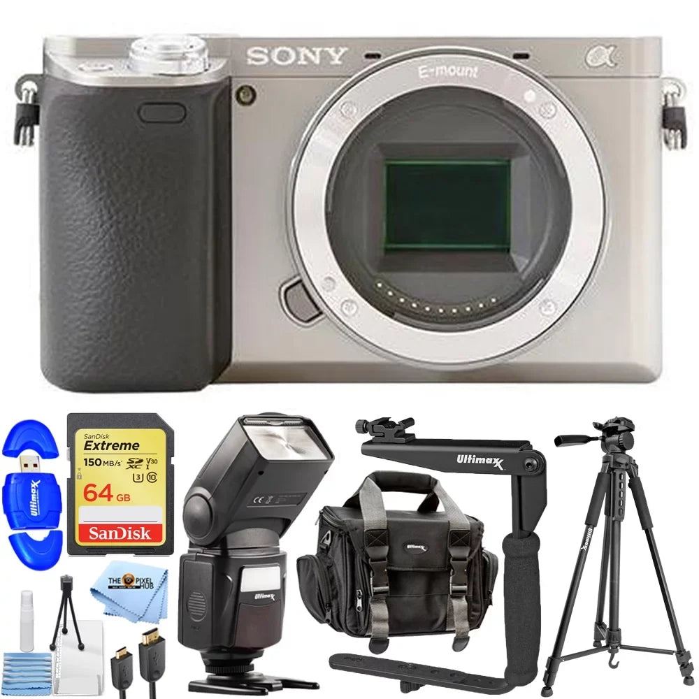 a6400 Mirrorless Camera Accessory - Silver) Only Digital Sony (Body Kit Alpha 10PC
