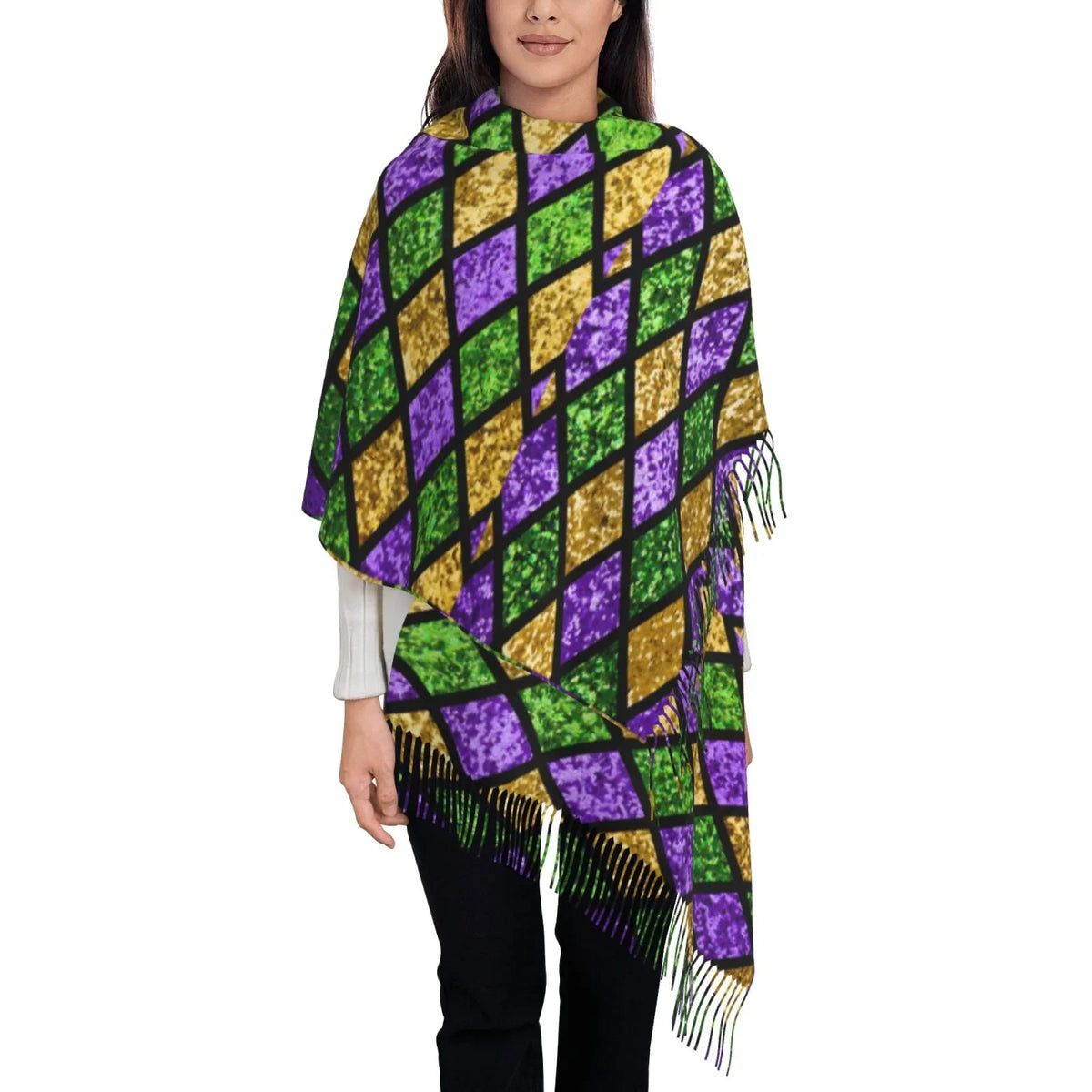 Print Purple Bingfone Gifts- Warm Large Soft Gras Winter Wrap Green Women Cashmere Scarf Shiny Art For Shawl Elegant Mardi Scarves Feel