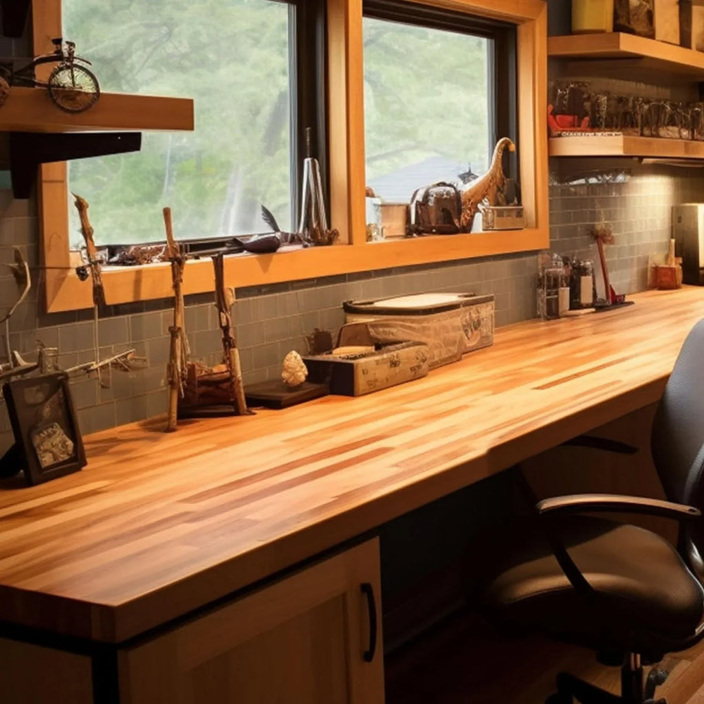 Slabs Prefinished Oak For Thickness, Food-Safe Both Kitchen, Butcher Solid Hardwood Block Wood L With Reversible, Grown Countertop, Top, Counter Oil, W 1.5" 84" Side 25" Polished, X