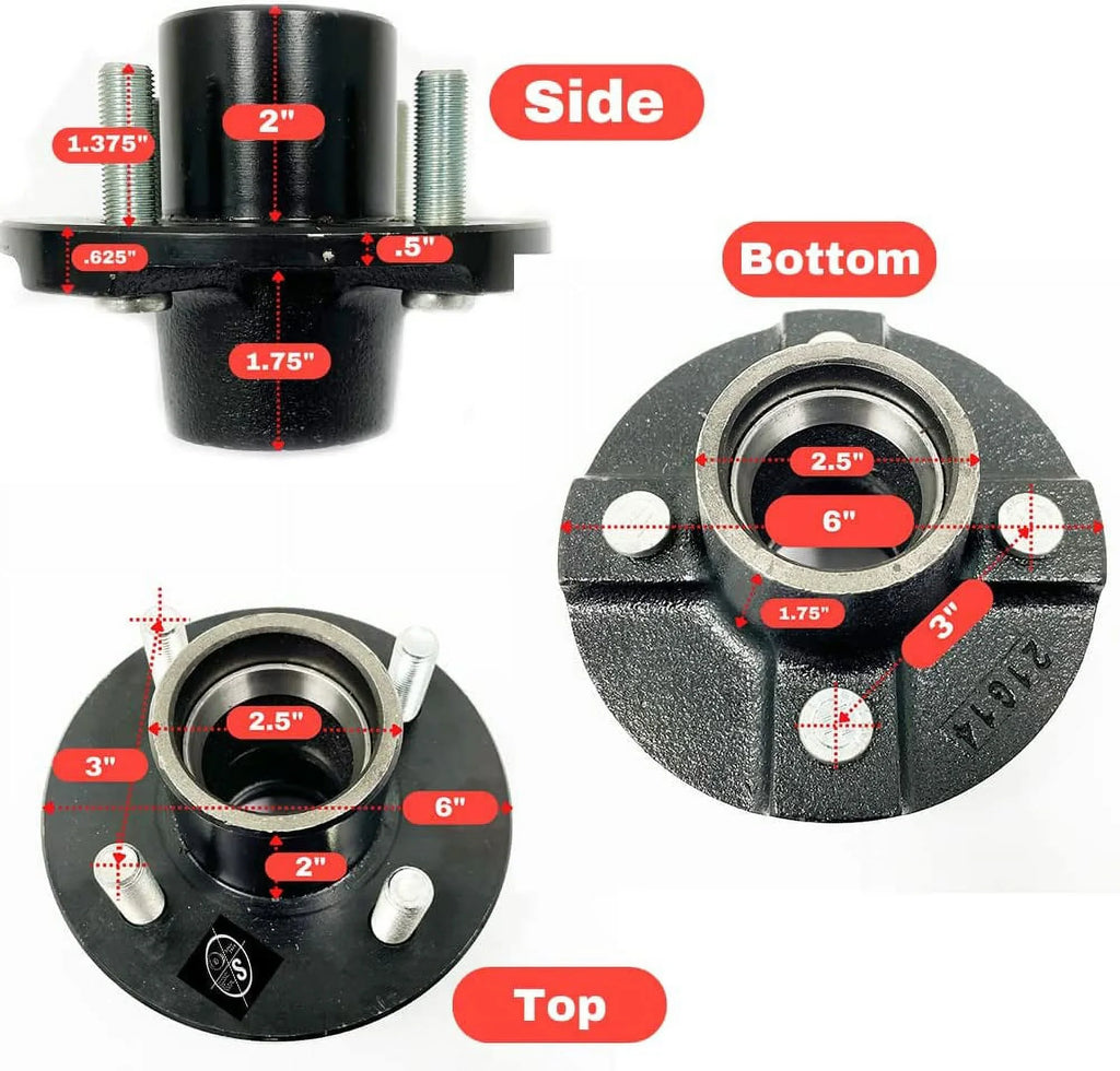 Circle 2,000 lbs WHEEL That Bolt with Trailer Bearings 4-4" SOUTHWEST Trailer (BT9) L44649 uses Spindle Axle Hub