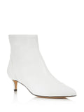 White Kitten 7.5 Toe Comfort Leather MINKOFF Womens Booties Siya Heel Pointed REBECCA Zip-Up M