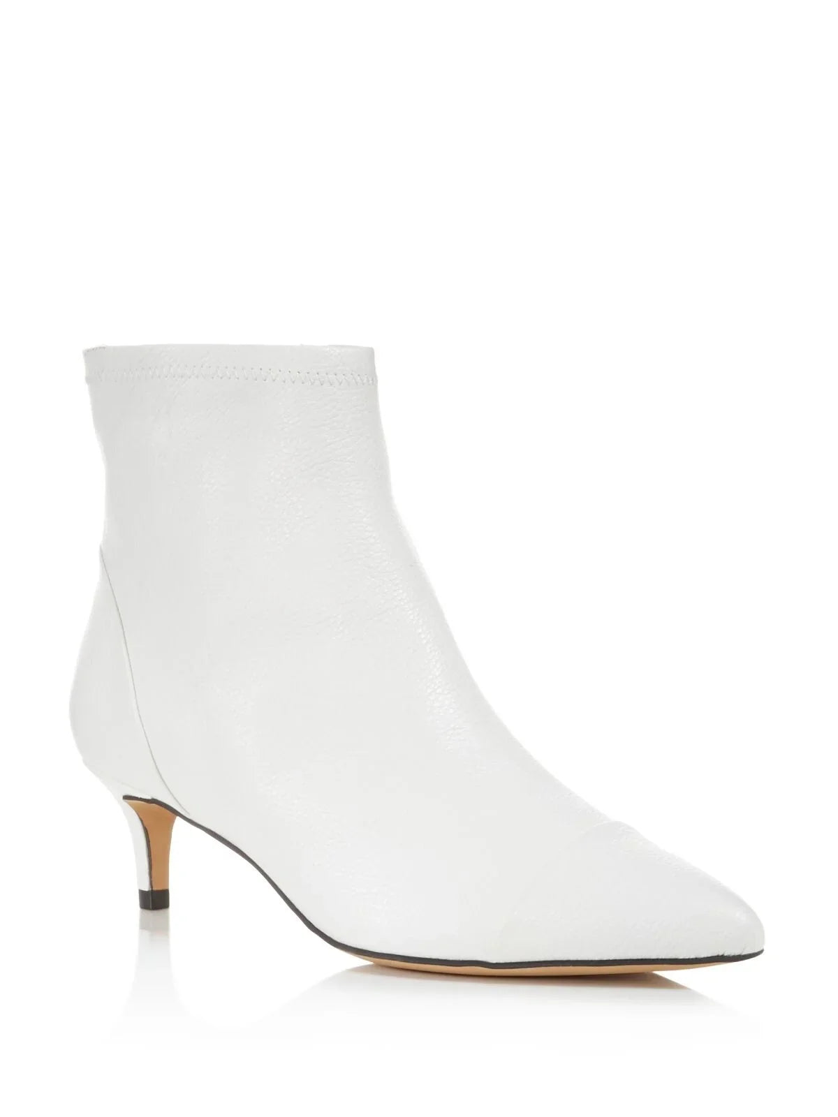 White Kitten 7.5 Toe Comfort Leather MINKOFF Womens Booties Siya Heel Pointed REBECCA Zip-Up M