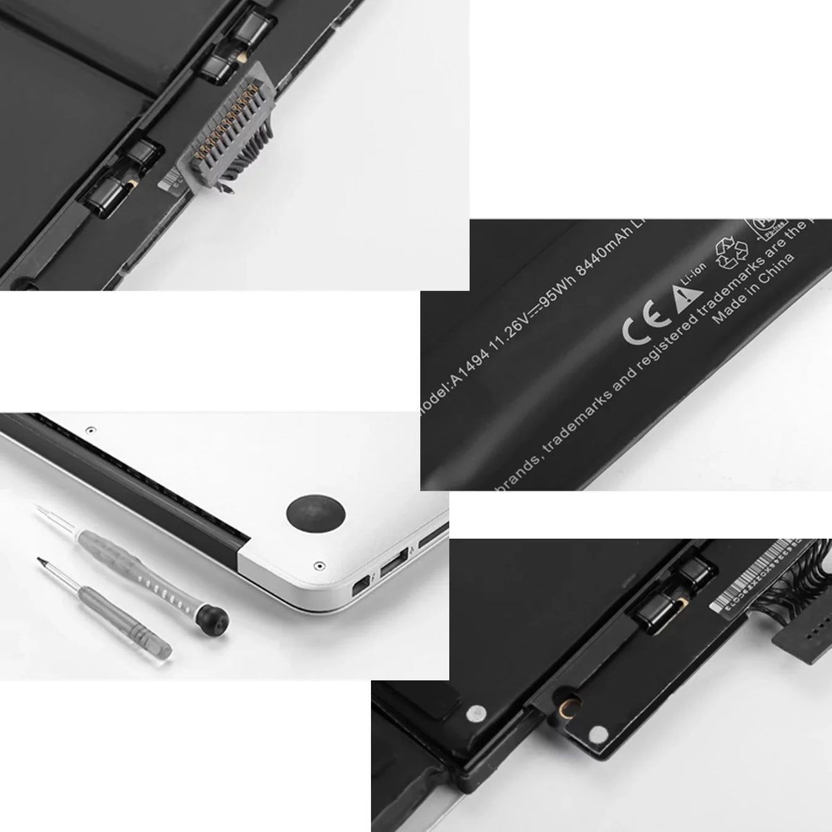 Compatible Book 2014), ME293 (Late Pro Mid 2013 95Wh Battery (11.26V Retina 15" Mac 8440mAh) Mac A1494 ME294 Fits A1398 &