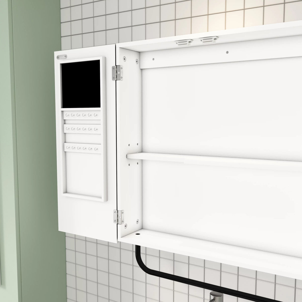 Mirror, Cabinet for Mirror HLR with 2-Tiers Jewelry Square Wall Mounted Cabinet Bathroom,