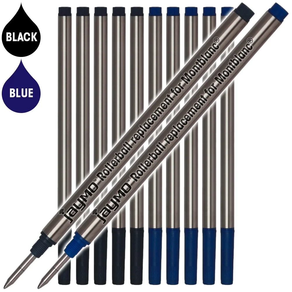 '- Rollerball / Long Measures Pen 6 - Refill mm 113 Montblanc in Black 4.44 + for Blue 6 Jaymo - Replacement 105158/105159